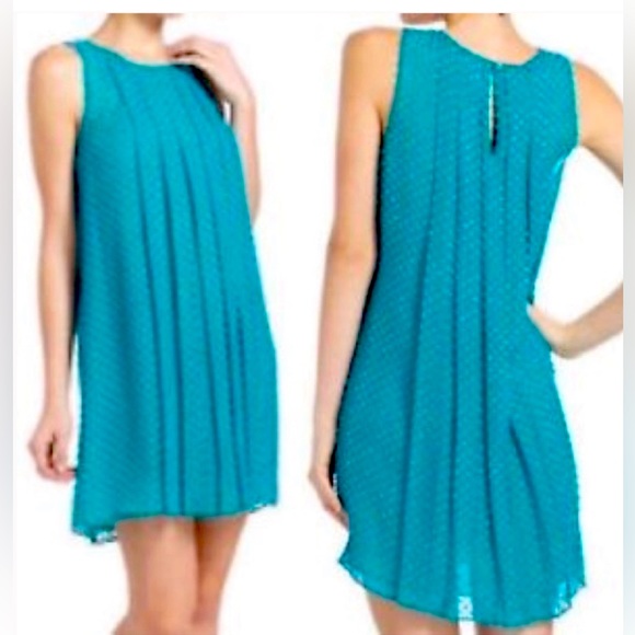 Sachin + Babi Dress Blue and Green Speckle Dot Sheer Swing Sz 4 Anthropologie - Picture 2 of 10